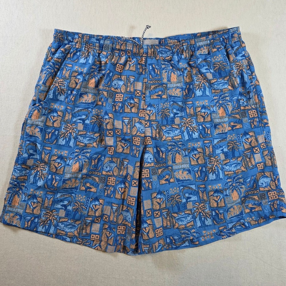 Columbia PFG Backcast III Water Shorts Mens XL Blue Palm Fish Print‎ 8in FM1107